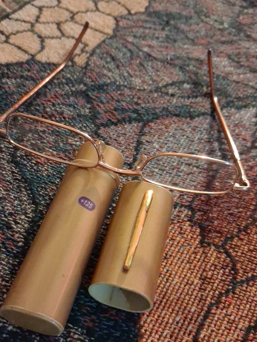 Gold Metal Reading Glasses with Case - +1.25
